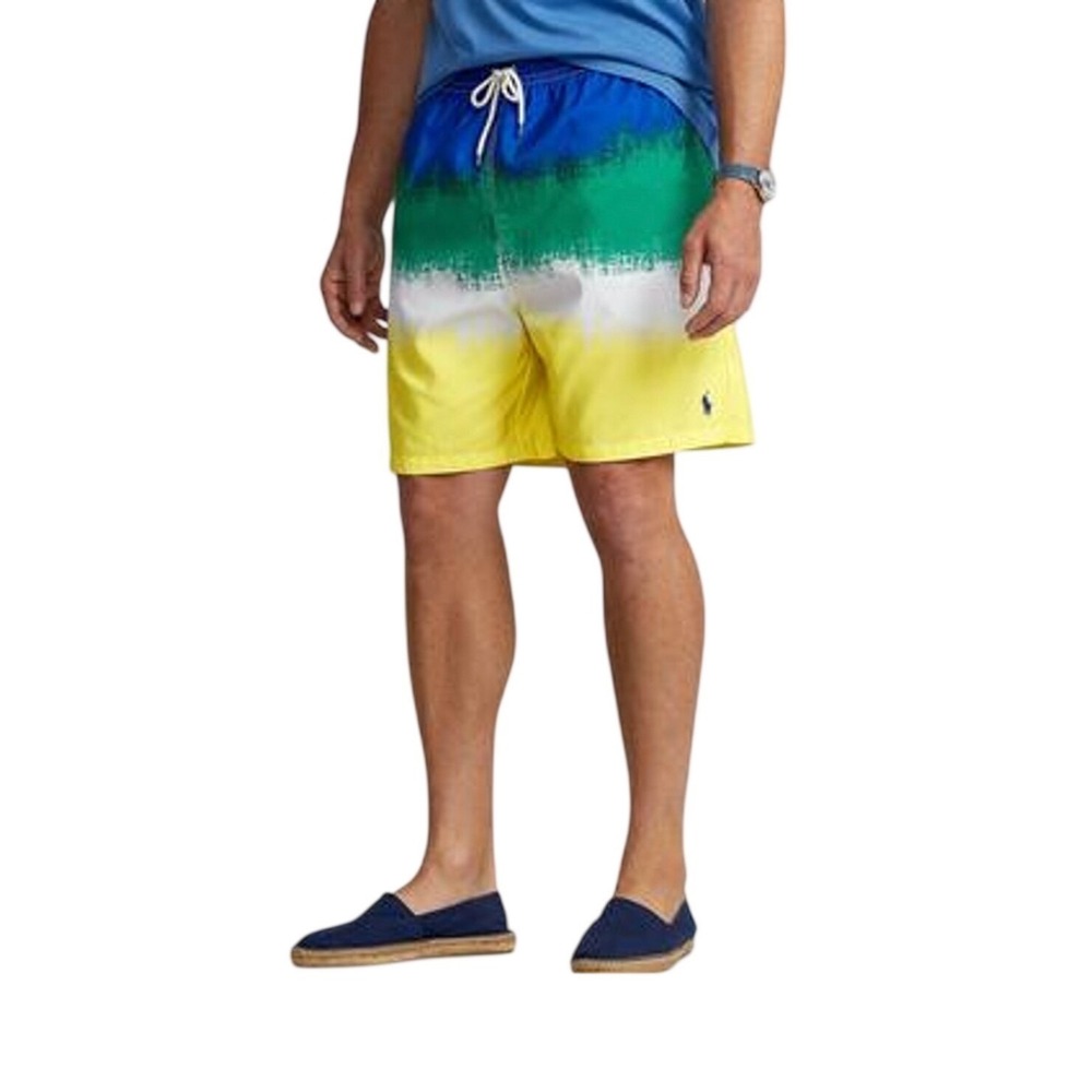 Polo Ralph Lauren Mens XLT Ombre Swim Trunks Blue Green Yellow Wellness Club 5